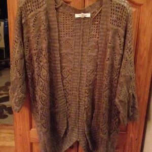 Women's Open Knit Sweater - Brown